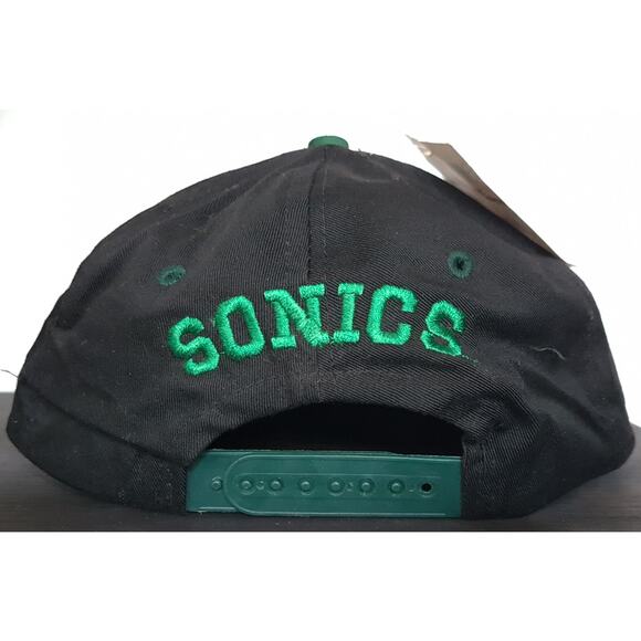 NEW Seattle Supersonics 90s Logo 7 snapback hat black green NBA Sonics vintage - Picture 3 of 10